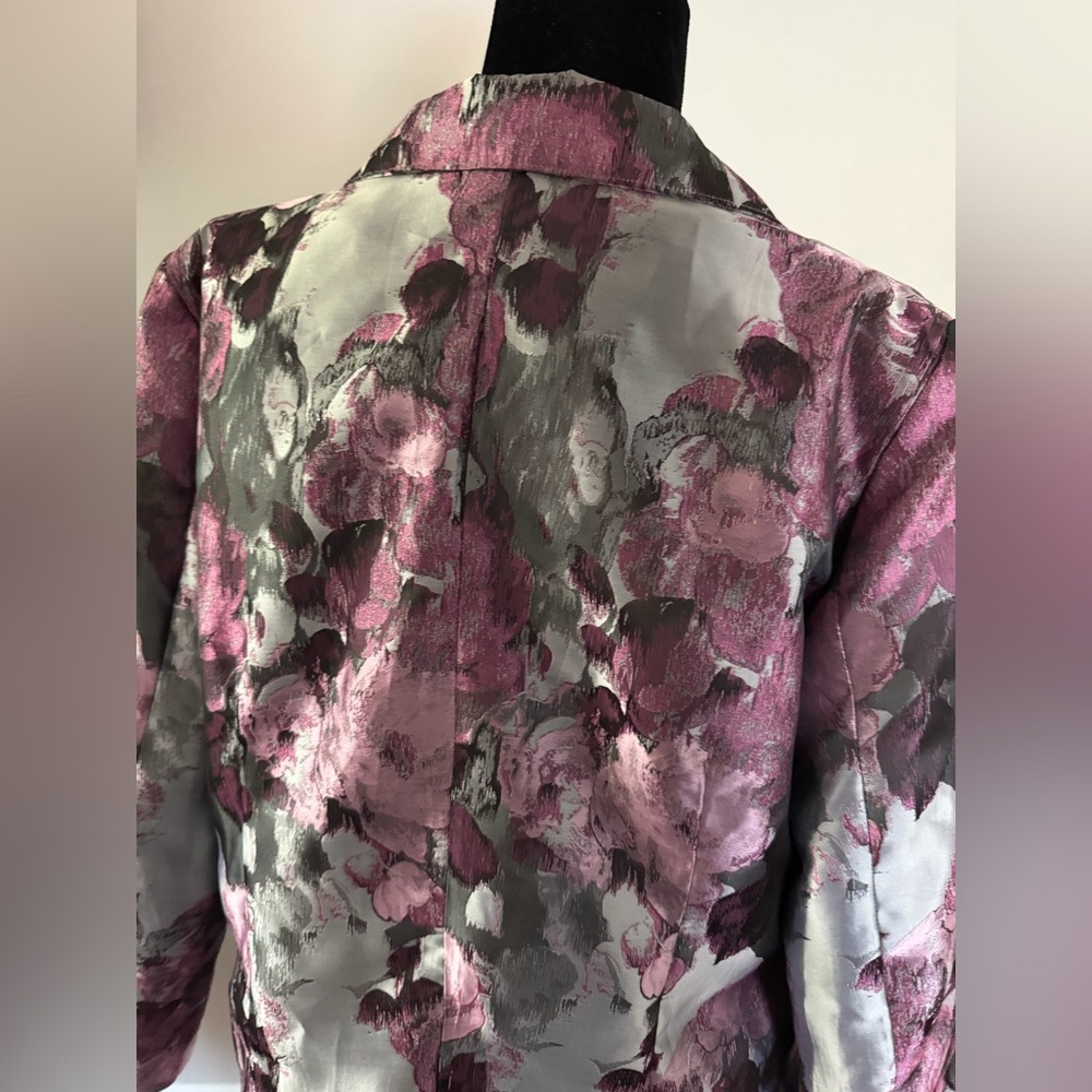 Floral Pink and Gray Women's Coat - Picture 5 of 10